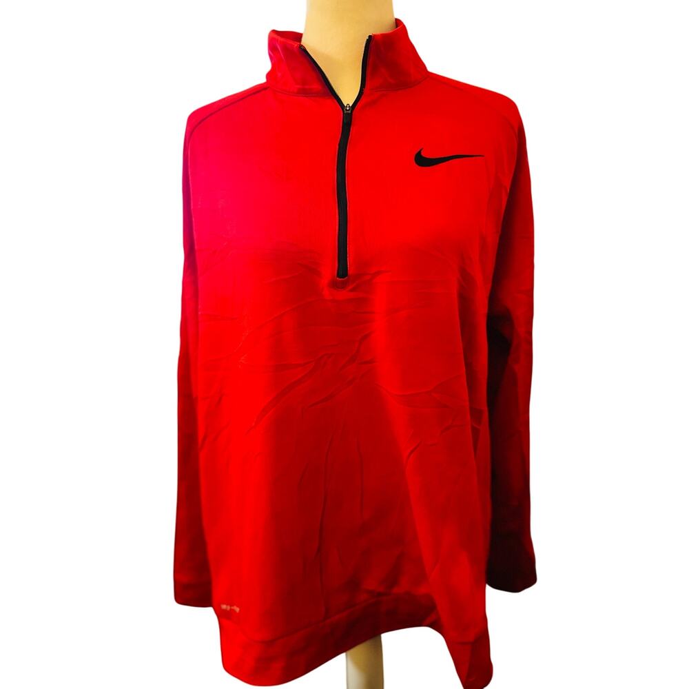 Nike Dri-Fit Quarter Zip Performance Pullover, Red, Men's Size Large